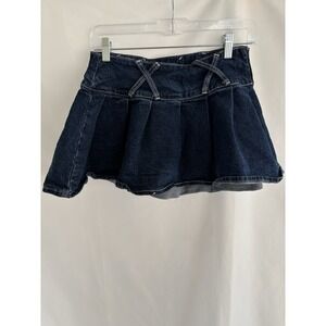 Thorn & Fable Hot Topic Blue Denim Ruffle mini y2k festival Skirt Size Small